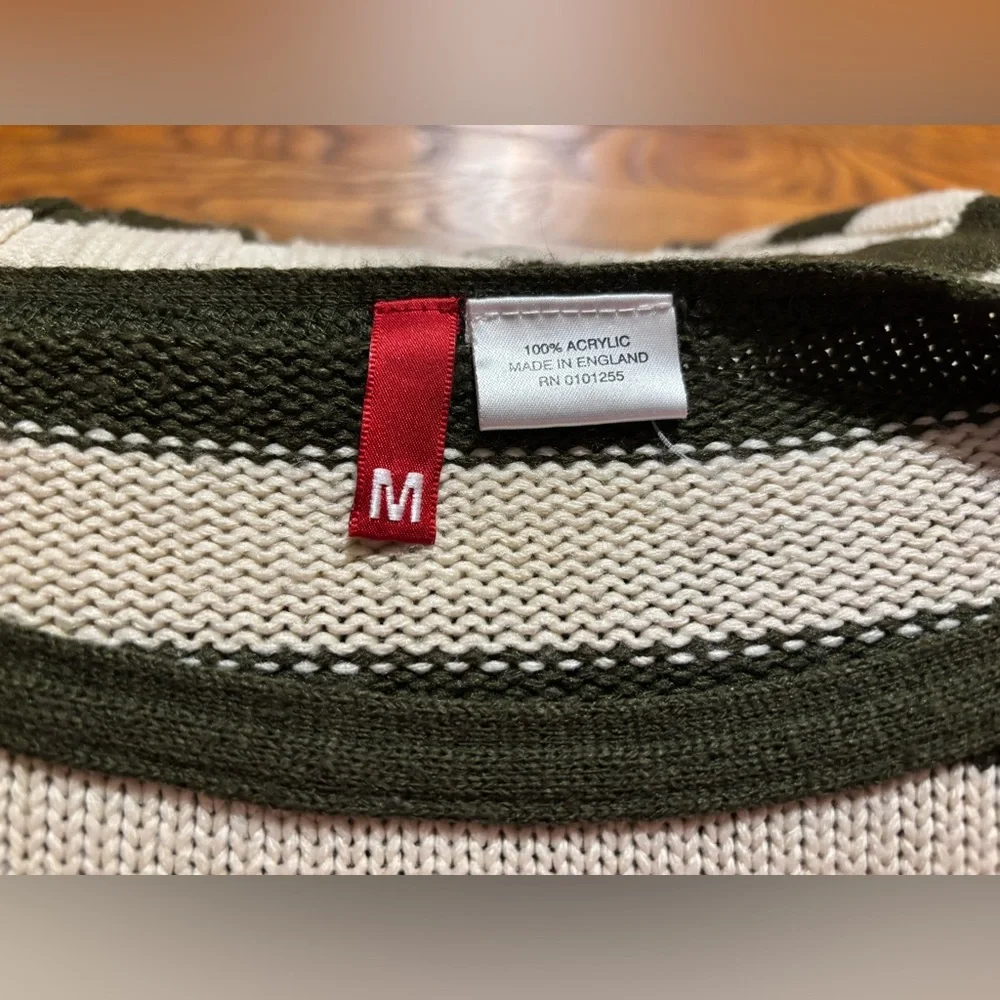 H&M Green and White Striped Sweater with Red Star Accents - Picture 8 of 8